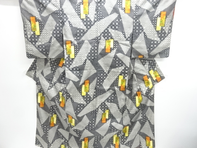 JAPANESE KIMONO / TSUMUGI KIMONO / TANSAKU PATTERN WOVEN THE SASH